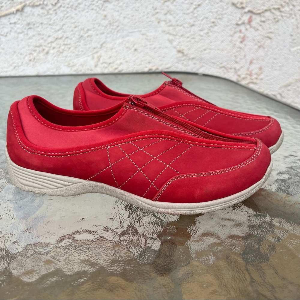 Softspots Red Zip Up Leather Comfort Walking Shoes